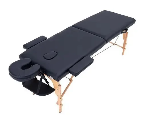 Divã Mala Com Orifício Mesa Maca Massagem Portátil Madeira Cor Preto
