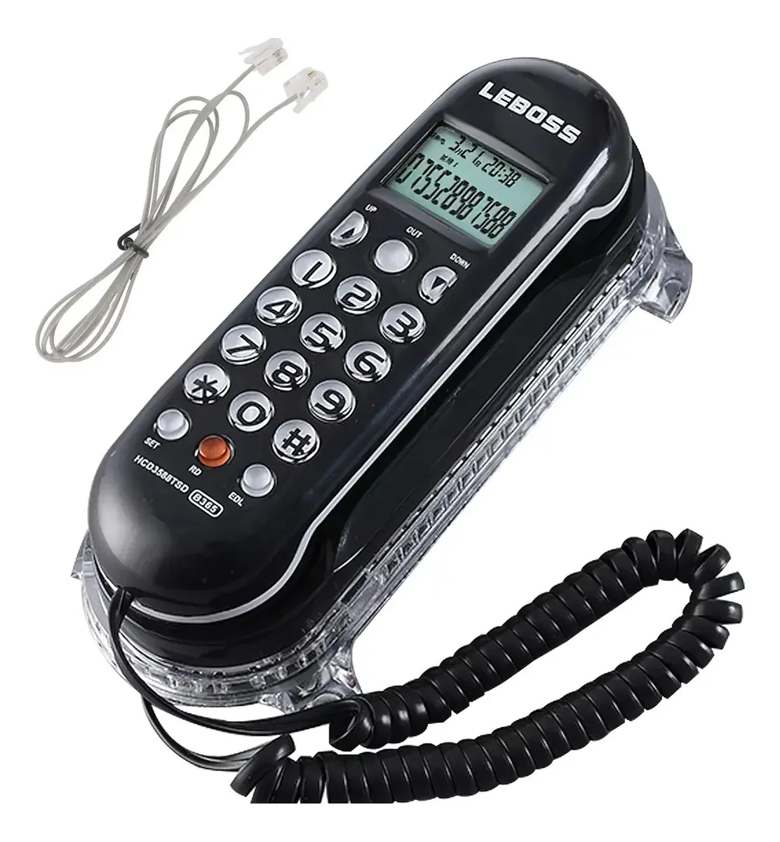 Telefones fixos com fio ETSI/FSK/DTMF, escritório doméstico, cor do hotel, preto