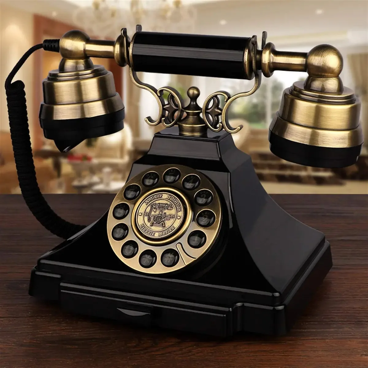 Esculturas Decoração Para Casa Enfeites Estátua Figura Colecionável Escultura De Escritório Telefone Fixo Com Fio Telefone Antigo Telefone Fixo Com Fio De Design Retrô Clássico Decoração De Mesa