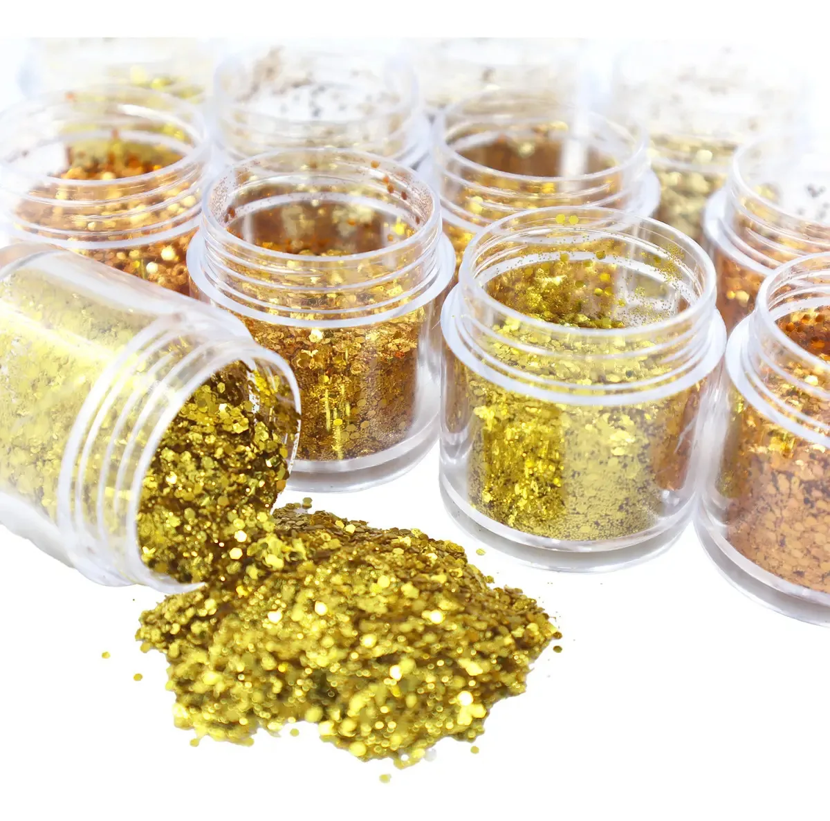 12un Glitter Flocado Dourado Decoração Unhas De Gel