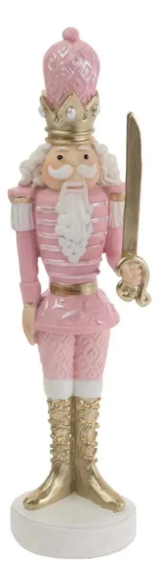 Estatueta Quebra-Nozes Natal Decoração Casa Rosa