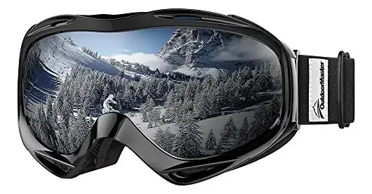Óculos De Esqui Outdoormaster Otg, Sobre Óculos De Esqui Ou Snowboard Para Homens, Mulheres E Jovens, 100% De Proteção Uv (armação Preta E Lente Vlt 10% Cinza Com Revo Silver)