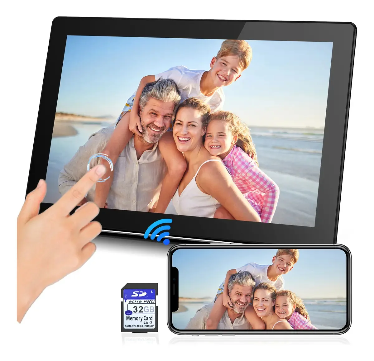 10 polegadas Porta-retratos digital Wifi Touch Album 16gb+32gb Sd
