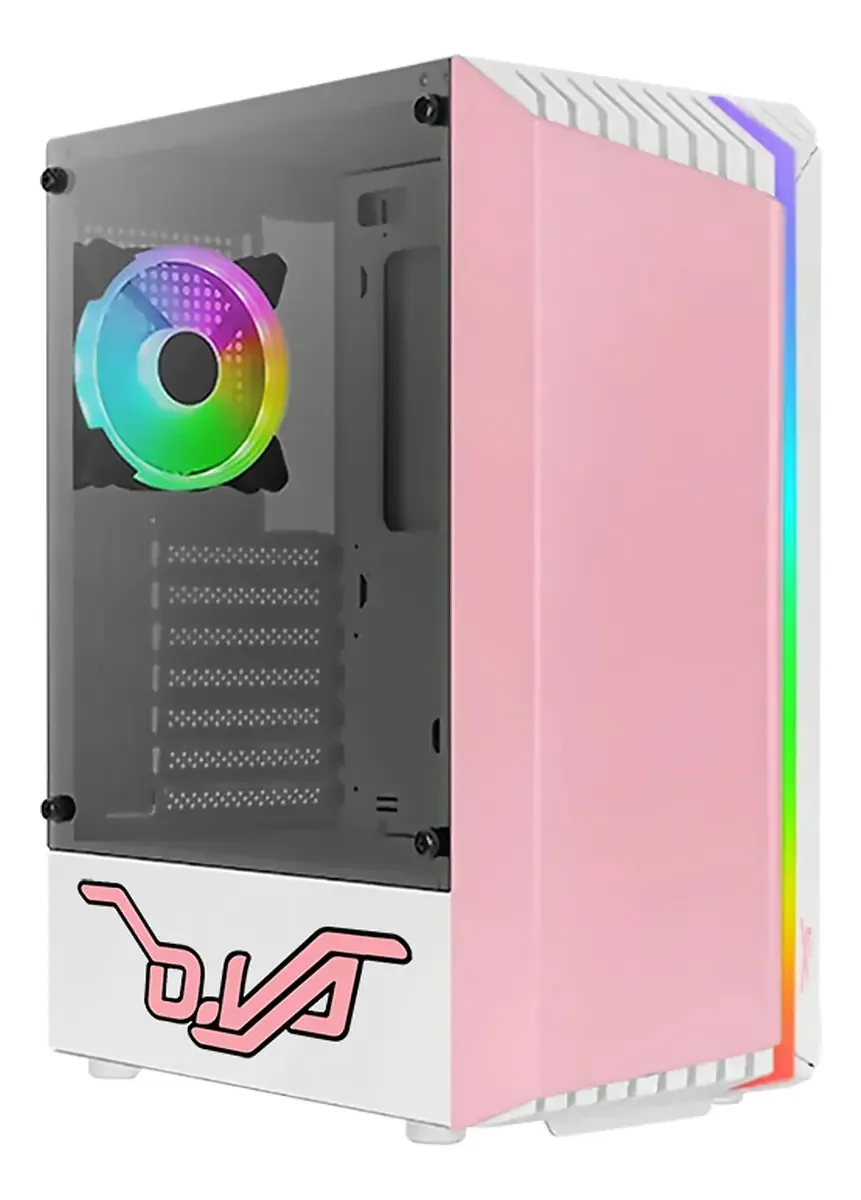 Armário de jogos Gamer Xtreme PC Pink Rabbit Edition Cxtprbipk Half Tower ATX/Micro ATX/ITX Ventilador 1x120 mm de vidro temperado rosa Rgb