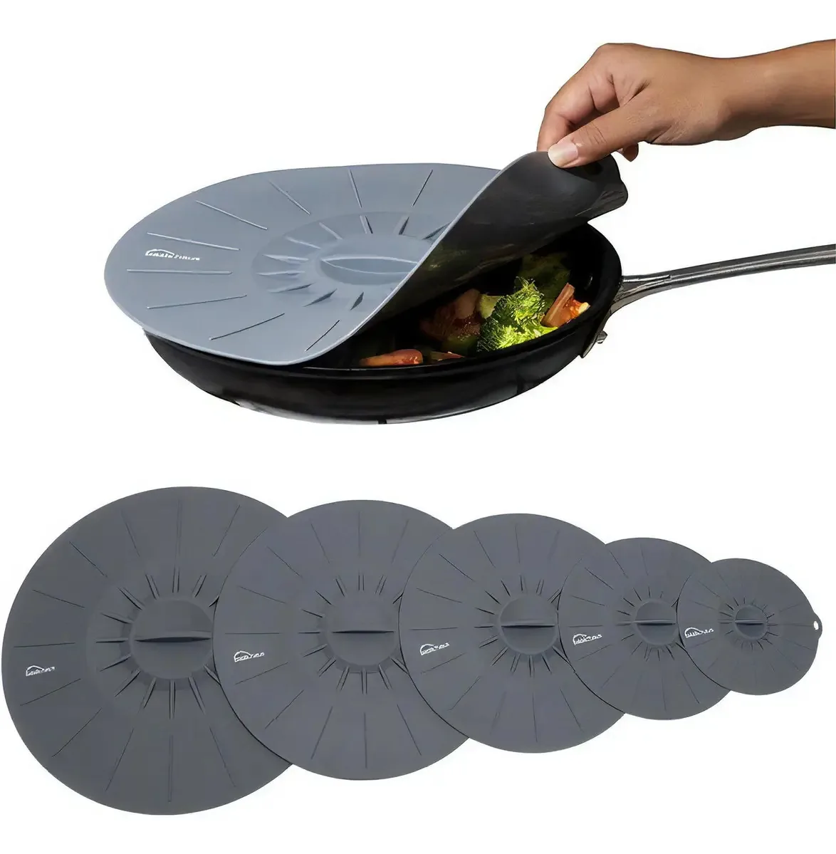 Basic Haus - Conjunto de 5 tampas de silicone para micro-ondas