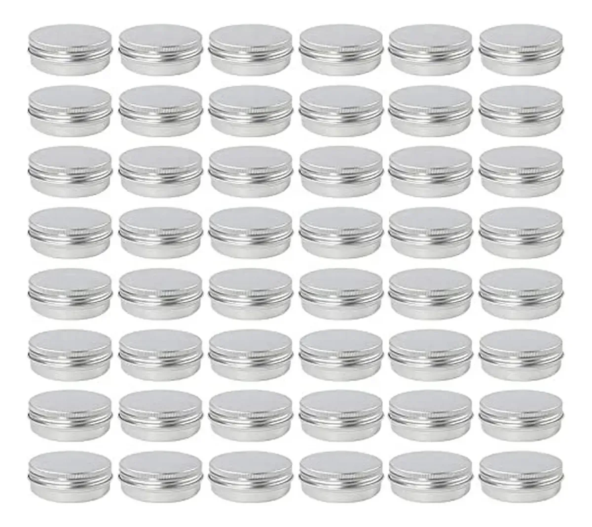 Pacote de 48 latas redondas de 60 ml com tampa de rosca
