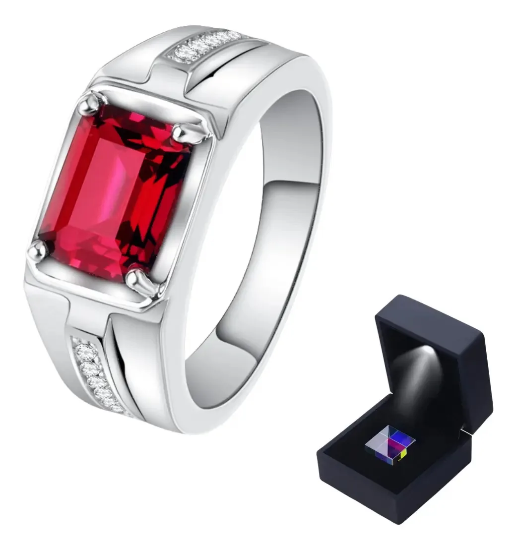 Anel ajustável em prata 925 banhado a ouro para homens Color Gem Ring F