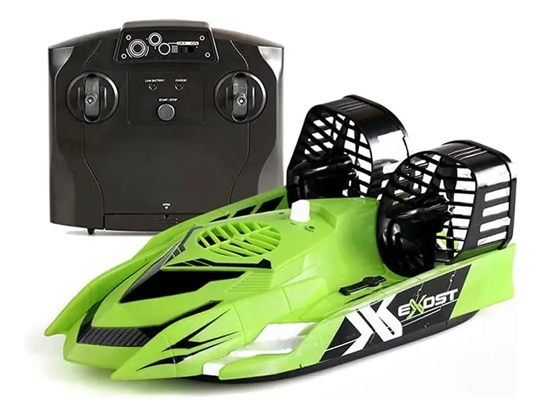 Qaqqvq Barco de Controle Remoto Sem Fio de Alta Velocidade Barco de Corrida Elétrico Rc Hovercraft 2.4ghz Barco de Velocidade Anfíbio Dois em Um Controle Remoto Lancha de Água ao Ar Livre Barco