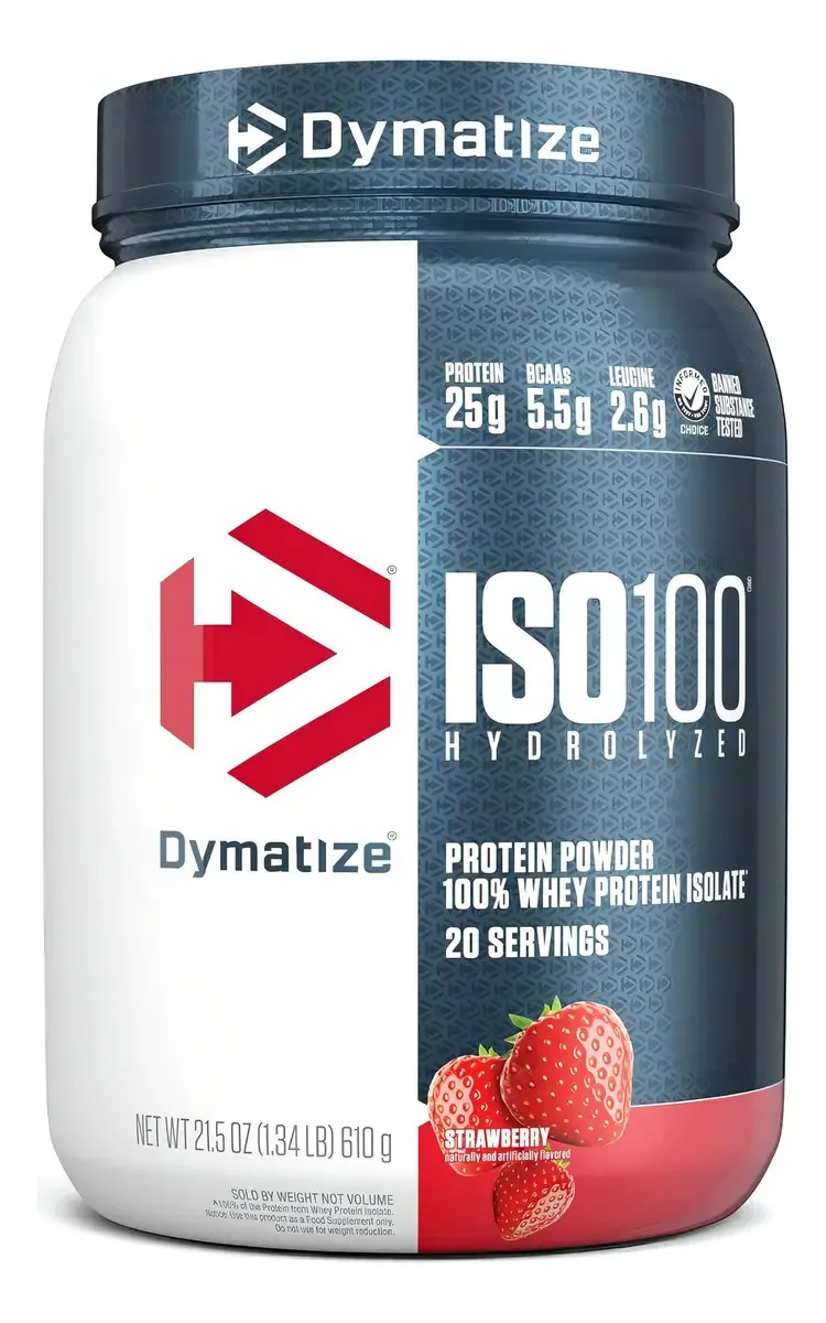 Hidrolisada Iso 100 Dymatize 600g 20 Serviços Morango Strawberry