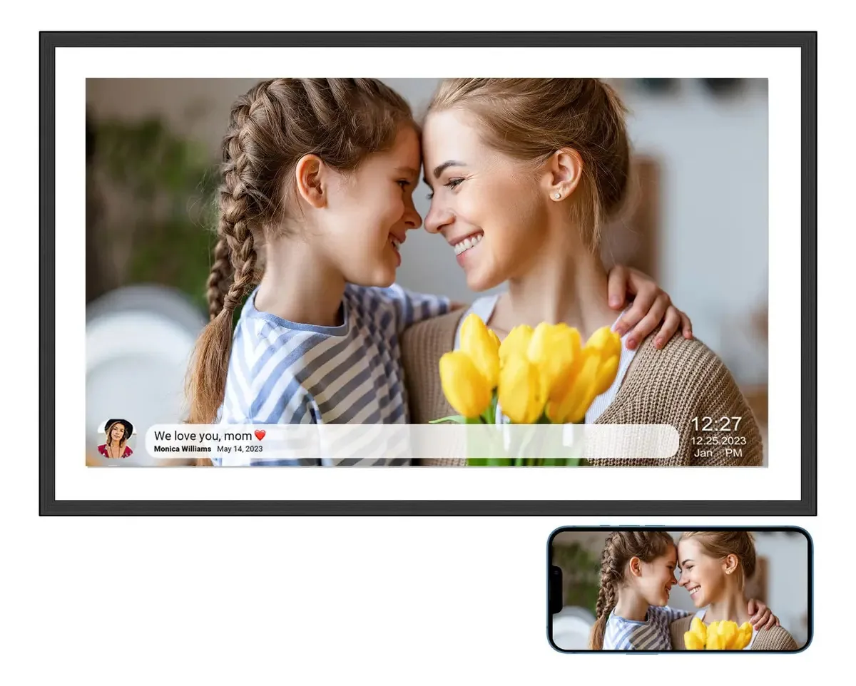 Moldura fotográfica digital WiFi Yenock de 15,6 polegadas FHD 32GB