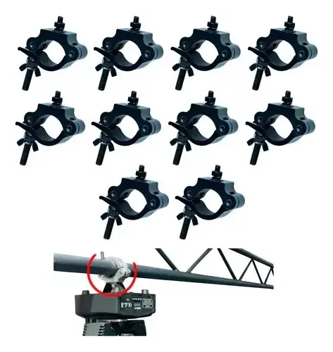 10 fivelas pretas com clipe de hambúrguer de 40 a 52 mm