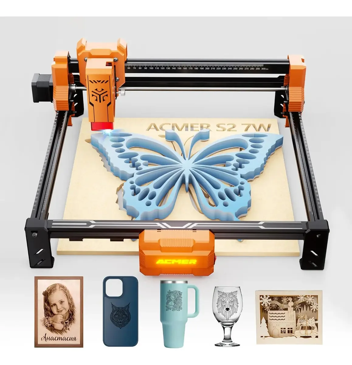 Máquina de gravação a laser em miniatura a laser Acmer S2-7w