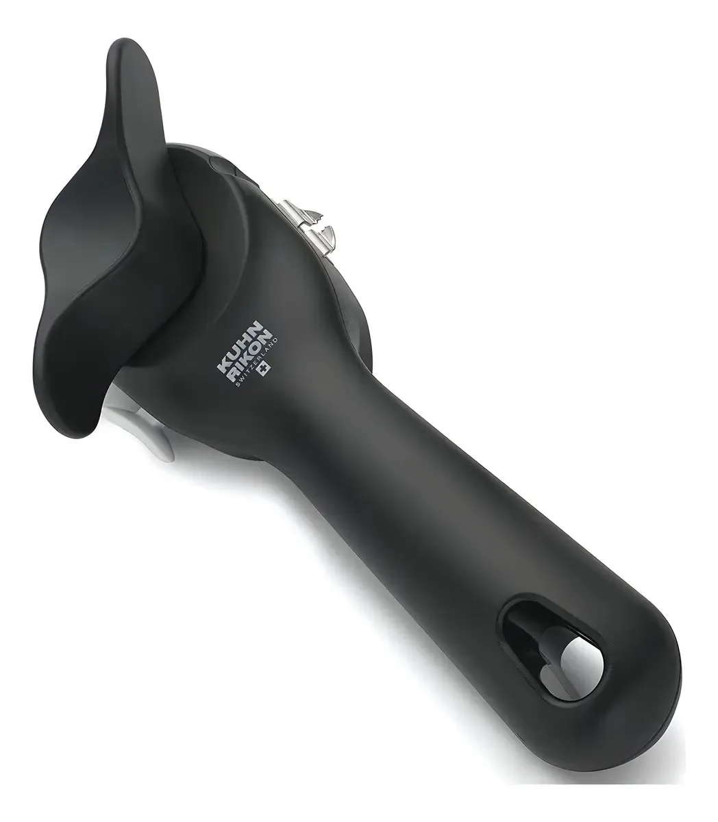 Abridor de latas Kuhn Rikon com segurança automática, preto