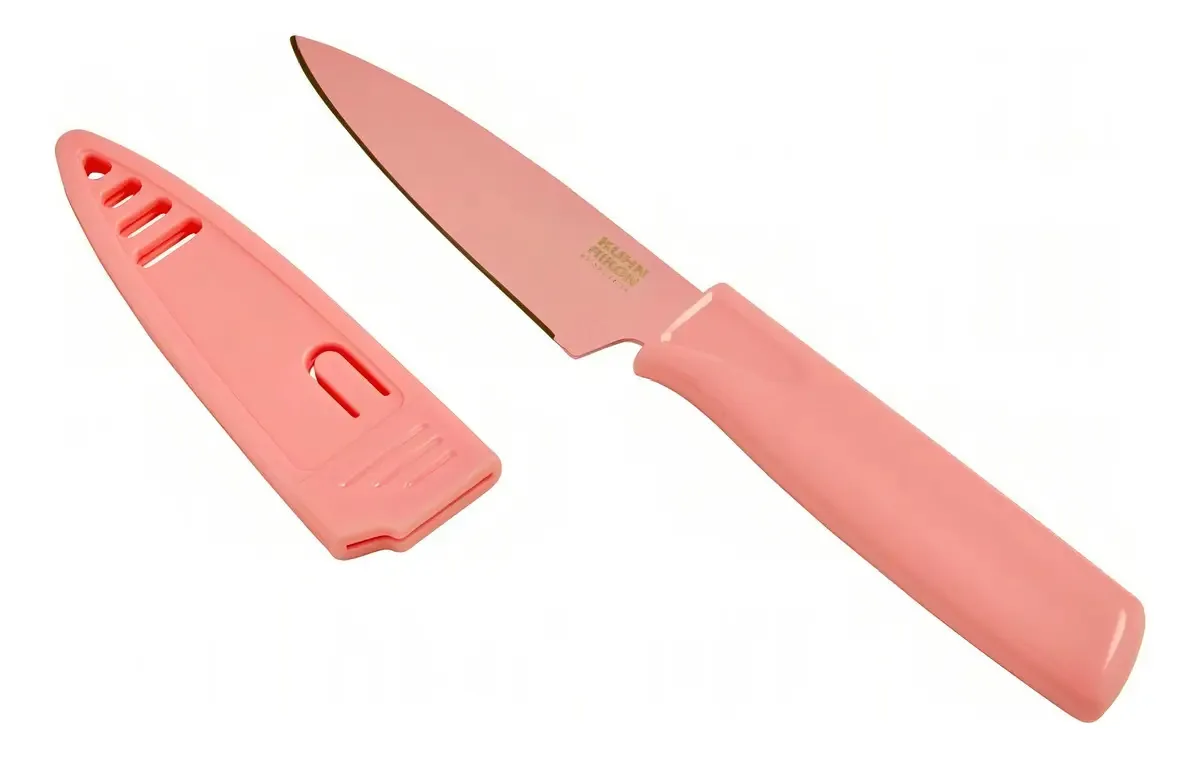 Faca de descascar reta antiaderente Kuhn Rikon Colori com chiclete colorido