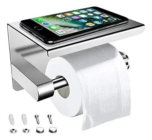 Uplayteck Suporte Para Papel Higiênico Suporte Banheiro | Suporte Para Papel De Banho Aço Inoxidável Sus304 | Porta Rolos De Papel Higiênico Com Prateleira Para Telefone Móvel