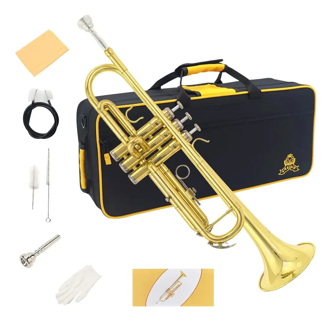Conjunto de trompete padrão Yasisid, instrumentos prateados para adultos