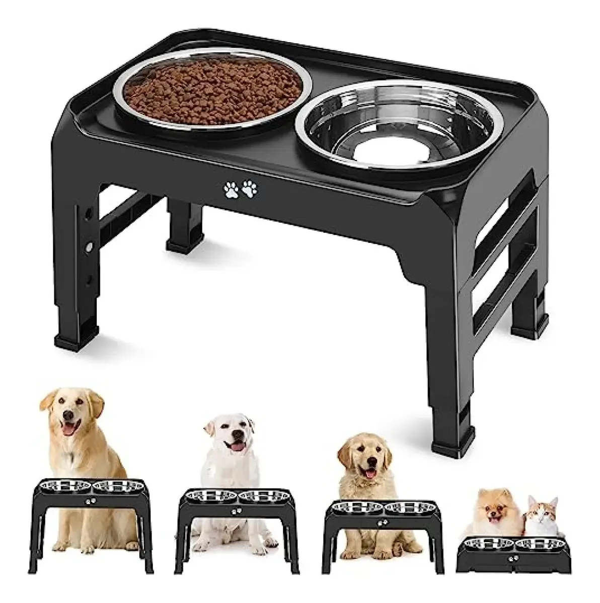 Pratos para cães, tigelas elevadas para cães, 4 suportes E