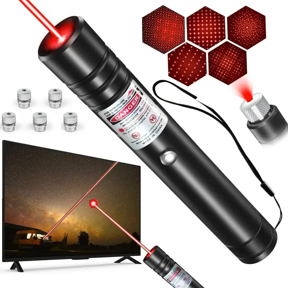 Projetor Laser Pointer Vermelho Recarregável com Carregamento USB 5000mw