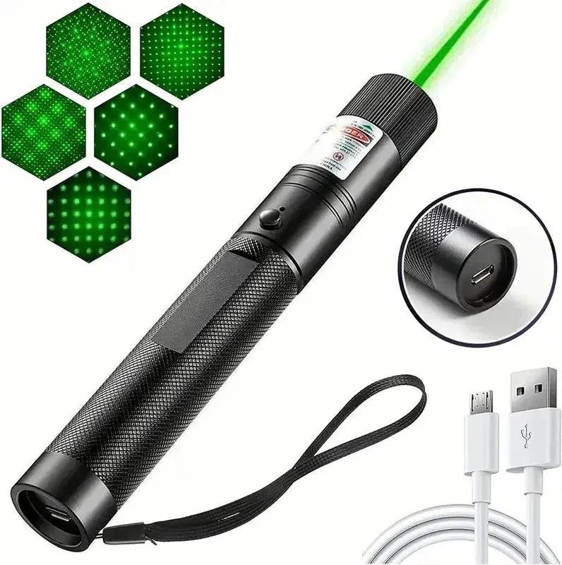 Laser verde, ponteiros laser hjdwqn Projetor de ponteiro laser verde com carregamento USB recarregável de 25 km verde
