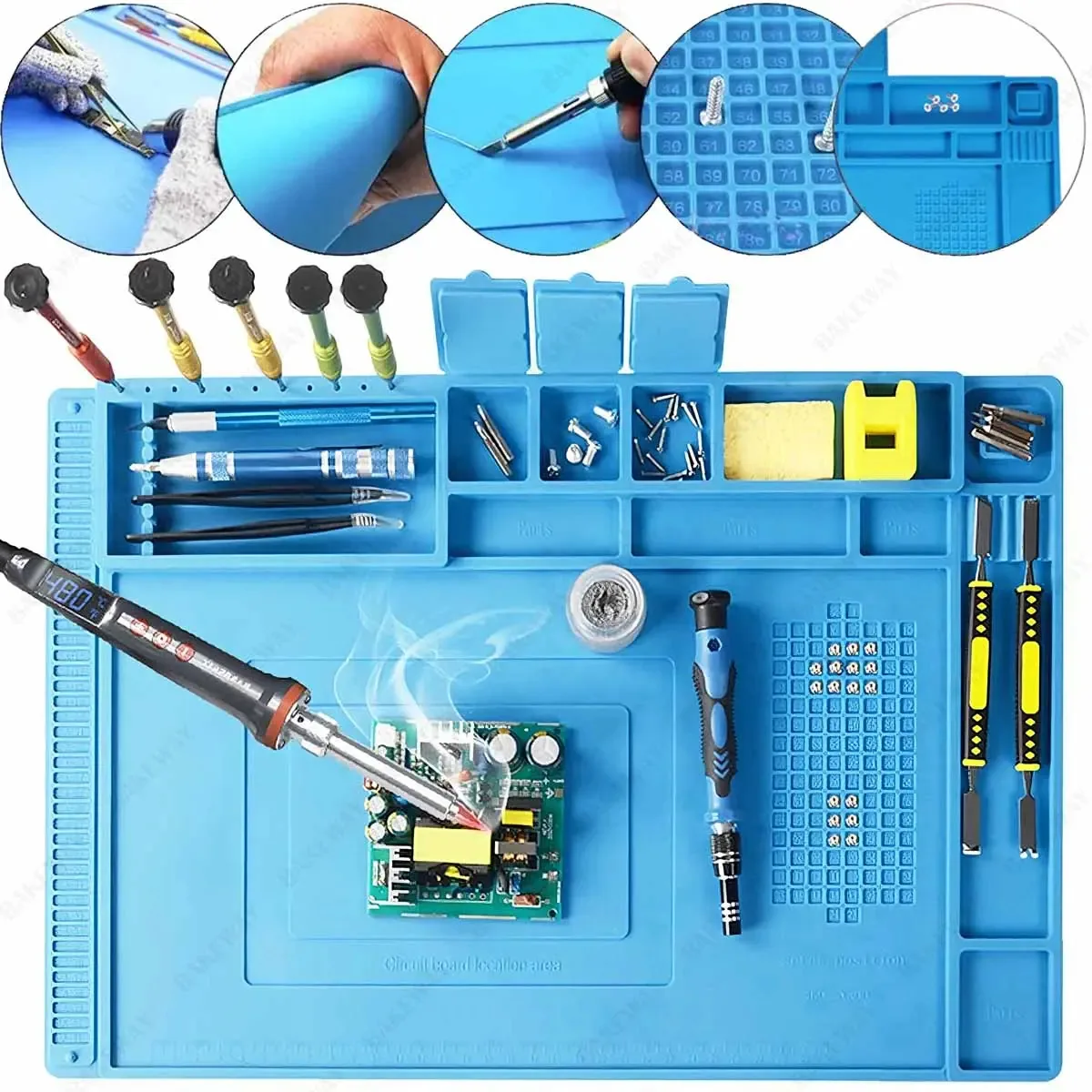 Tapete de solda de silicone resistente ao calor, tapete de manutenção antiderrapante de silicone, almofada de reparo eletrônico de 45* 30 cm