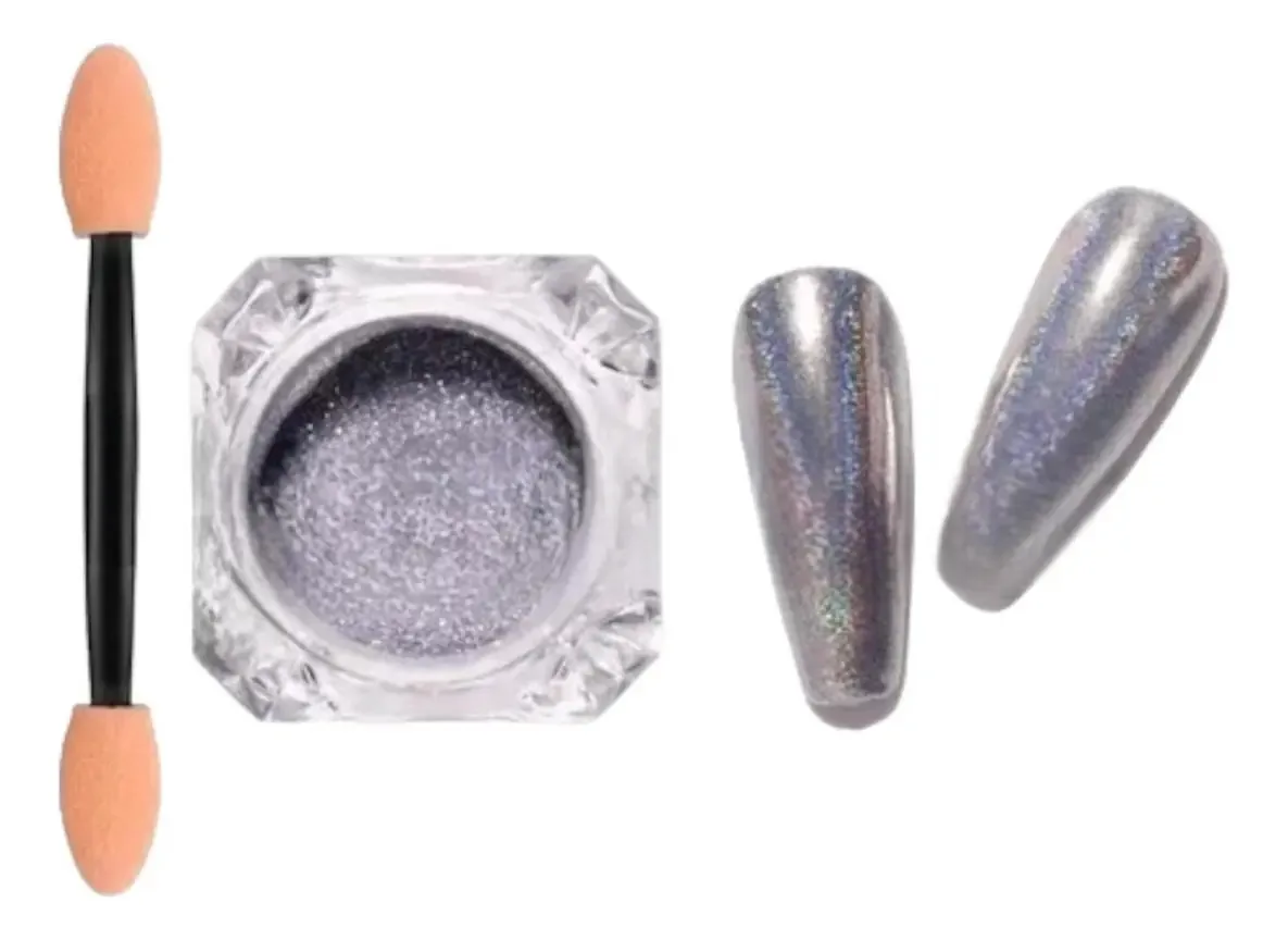 Decoração holográfica de unhas em pó com glitter para semi esmalte
