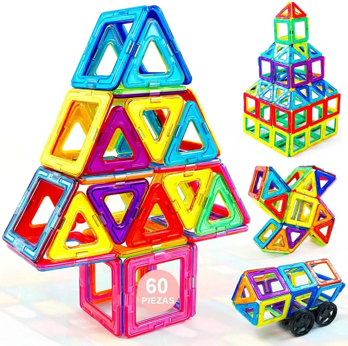 Blocos de construção magnéticos, brinquedos infantis, 60 unidades
