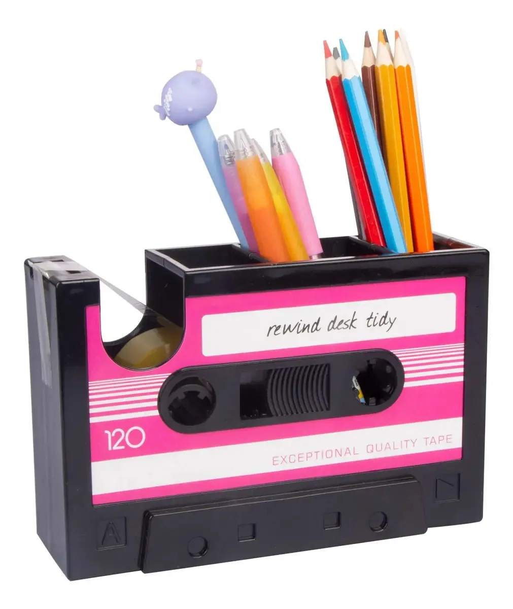 Dispensador de fita adesiva Aobopar, dispensador de mesa. Cor: Rosa