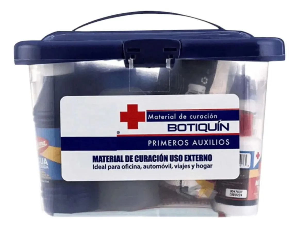 Kit de primeiros socorros, conteúdo ideal, caixa de plástico, 19 peças, premium, transparente