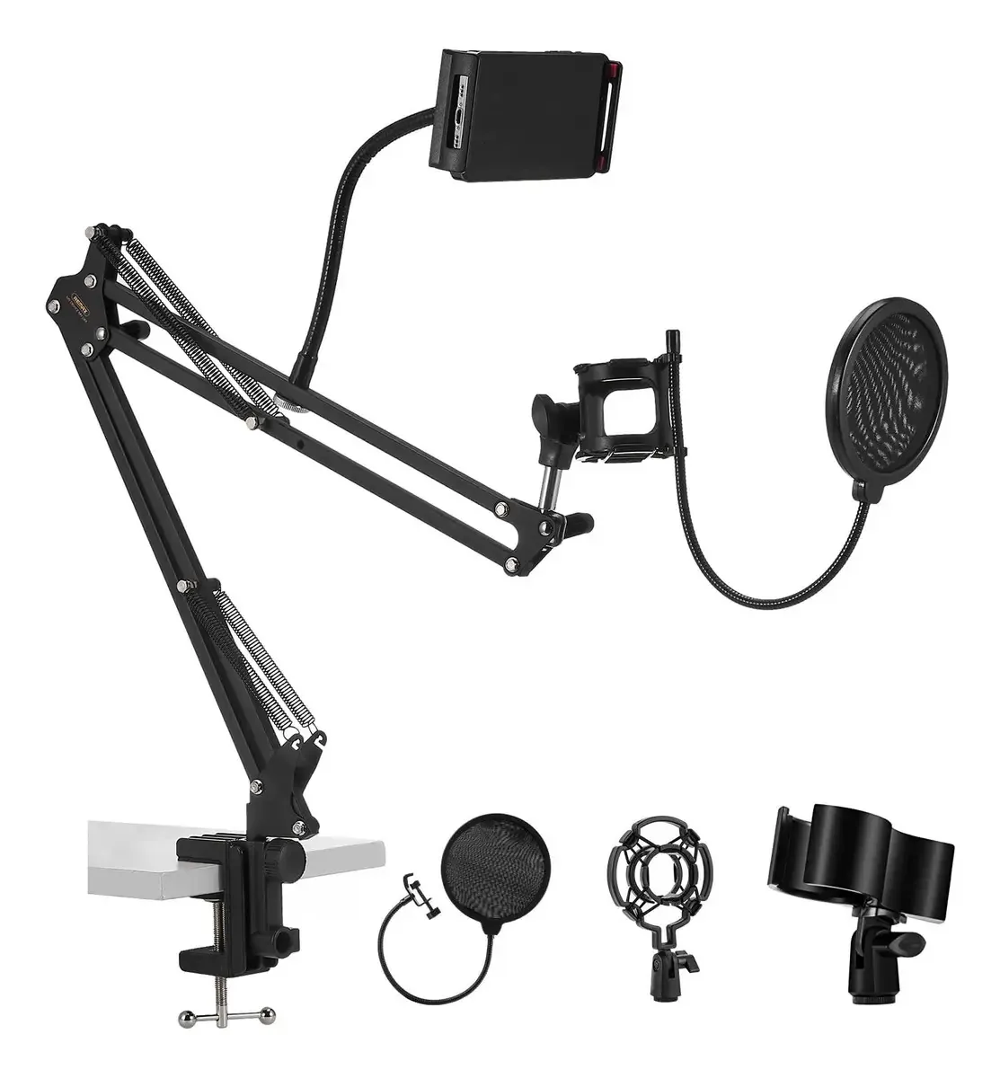 Mgkr Suporte Para Microfone, Suporte Haste Articulada Para Microfone Com Montagem Anti-Choque E Clipe De Microfone Para Blue Yeti, Hyperx Quadcast, Snowball, Para Transmissão Ao Vivo, Gravação, Canto