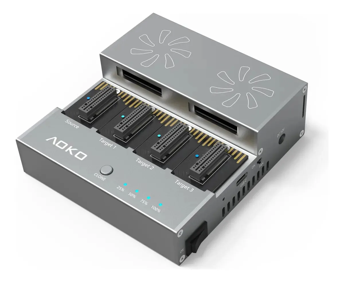Clonador e duplicador de SSD Aoko Nvme M.2 com ventilador