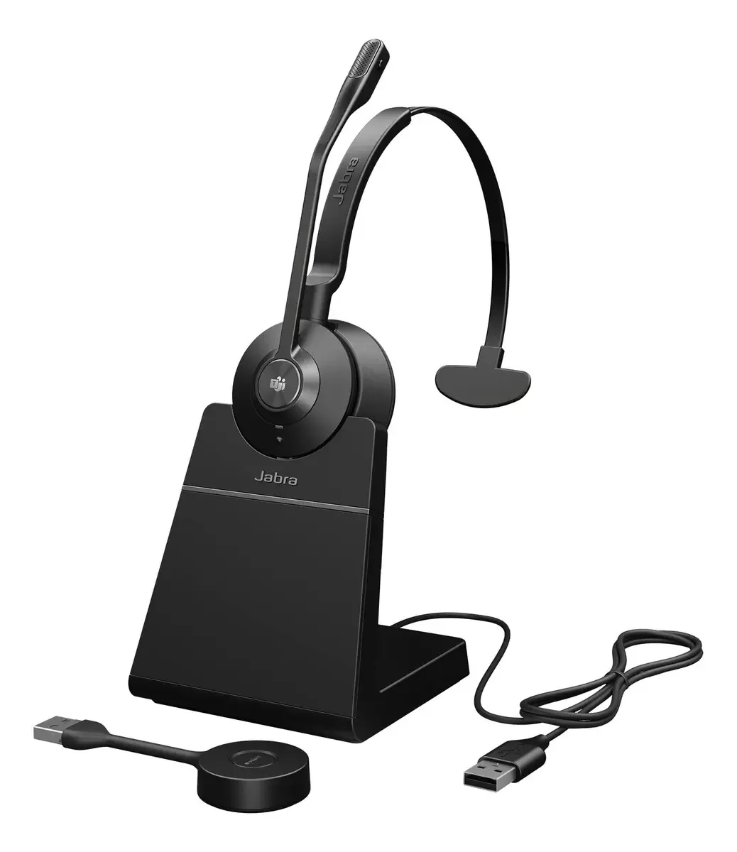 Fone de ouvido sem fio Jabra Engage 55, base de carregamento microUSB para escritório/call center, preta