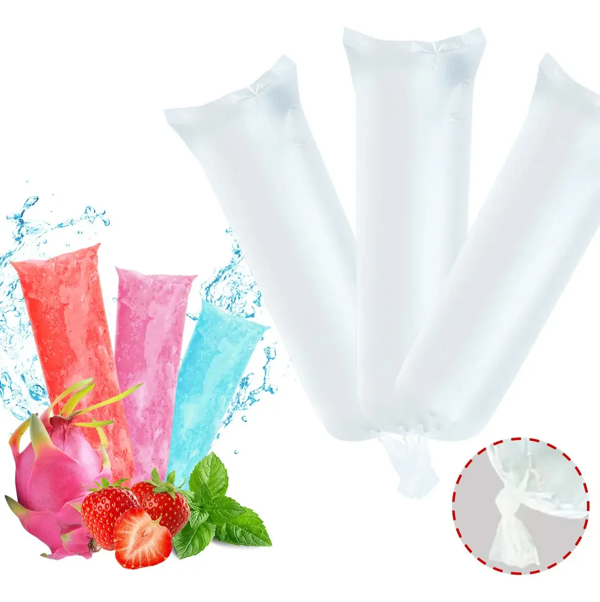 500 unidades de sacos Bolis Sacos de envio, cor transparente, Bolis Gourmet, 7x33cm