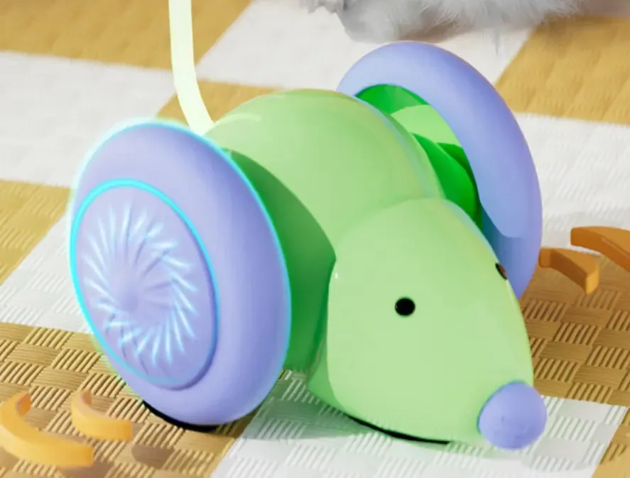 Vanance Cat Toy Mouse Brinquedo elétrico para gatos Mouse elétrico Mouse elétrico Mouse de carro Brinquedo silencioso para gatos com luzes LED verdes
