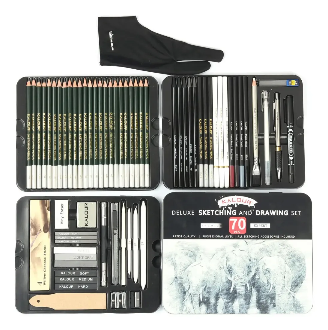 Lápis De Desenho De 70 Peças, Lápis De Pintura Artística Cor Da Marcação Blaack