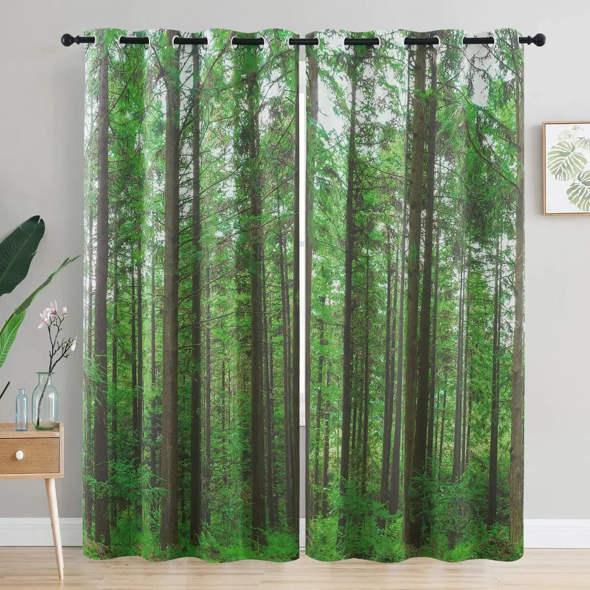Cortinas opacas Kgorge com design de flores chorosas
