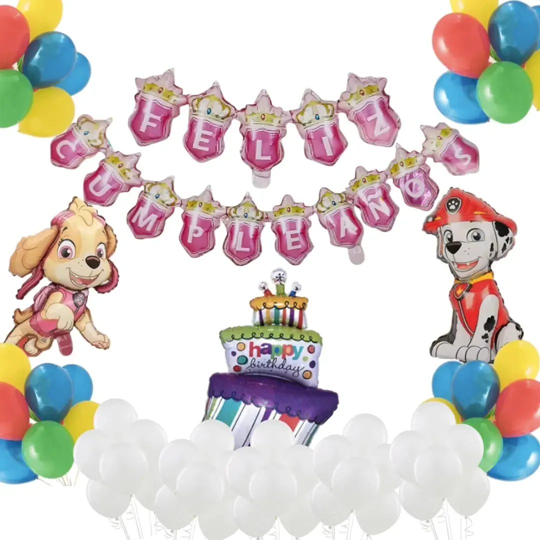 Kit de decoração de aniversário Paw Patrol, balões e enfeites X 1