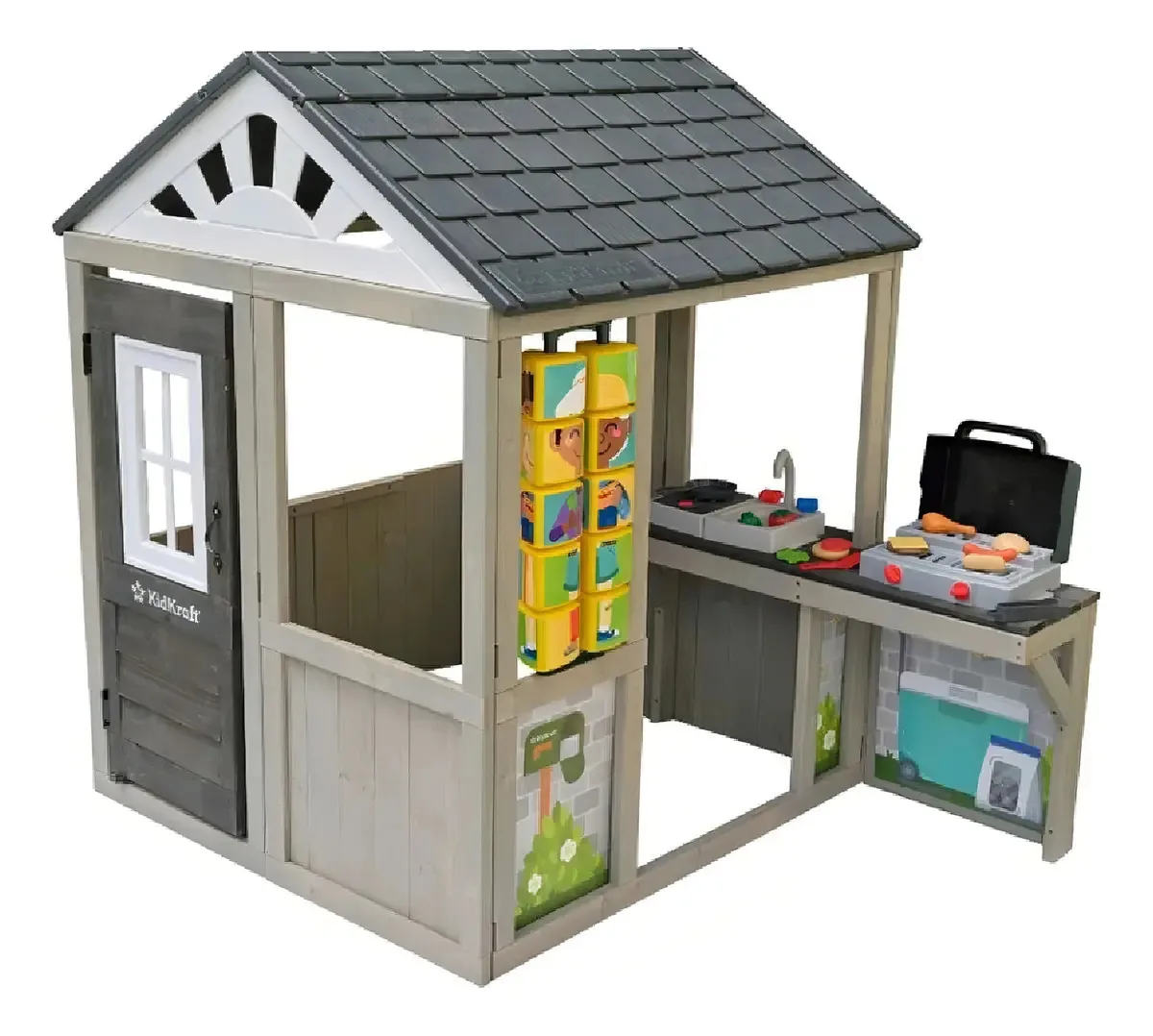 Casa de pátio de madeira Kidcraft cor cinza - cinza escuro