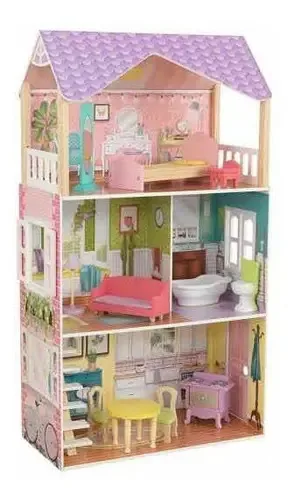 Casa de bonecas de madeira rosa Kidkraft