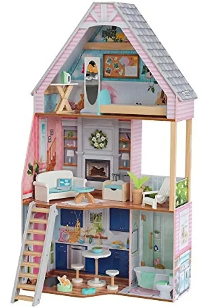 Casa de bonecas de madeira Kidkraft Matilda com montagem Ez