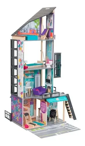 Casa de bonecas de madeira Kidkraft Citadina -65989 cor cinza