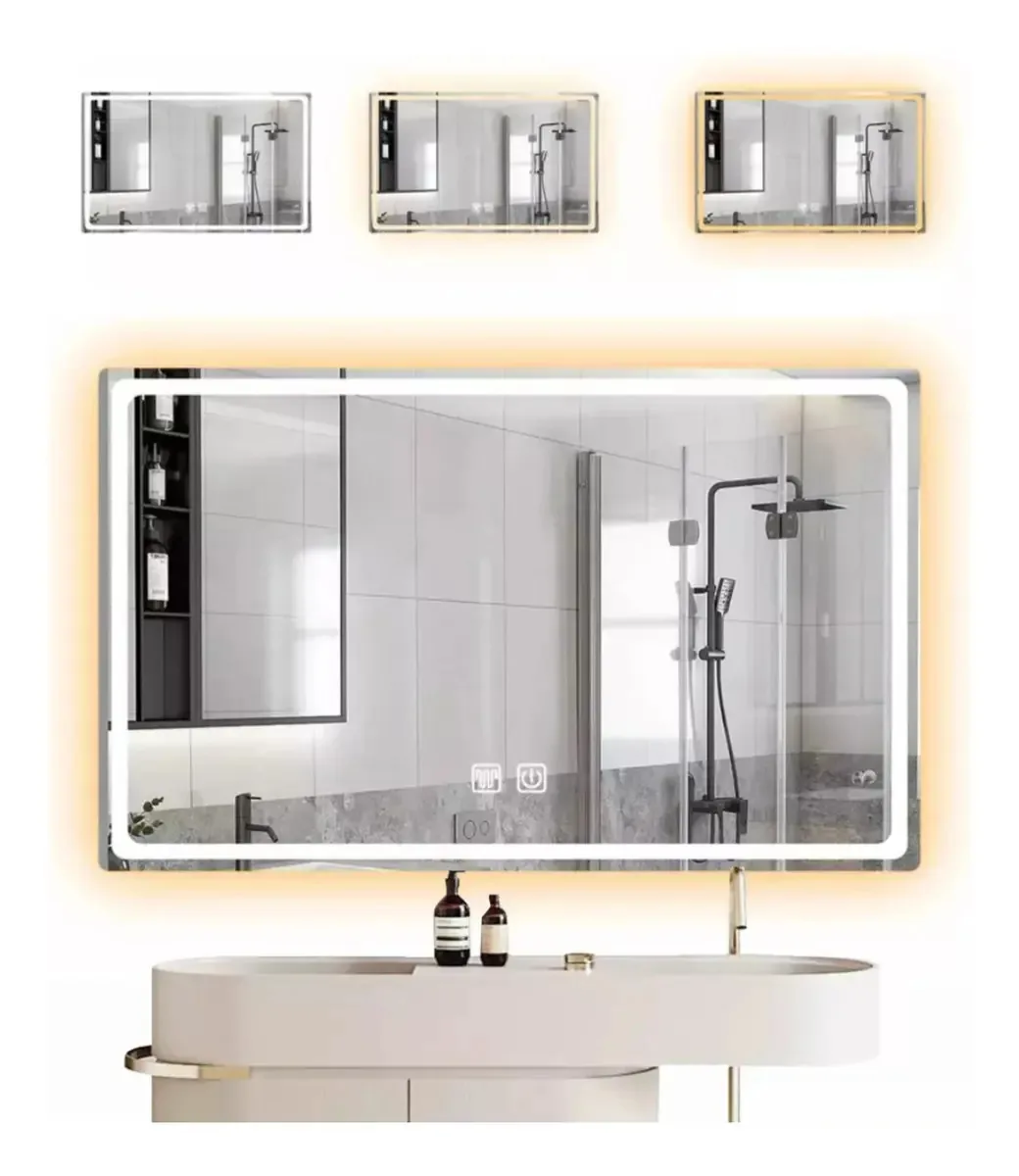 Espelho LED de banheiro 50x70cm Touch 3 Mode com função antiembaçante Espelhos decorativos para banheiro Espelhos decorativos Espelho com espelho de luz LED Touch