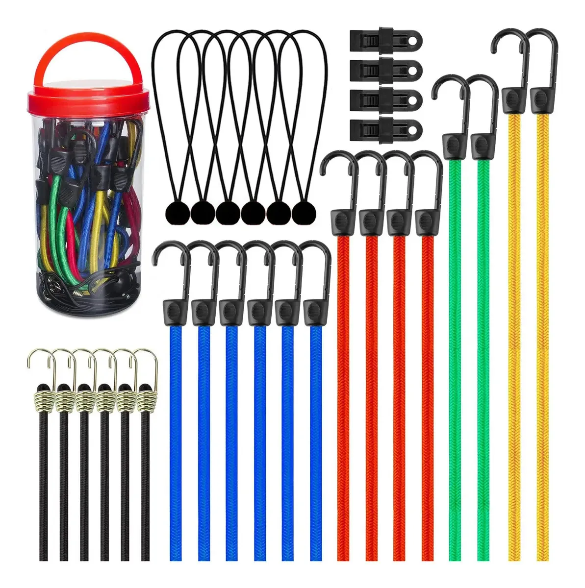 Ganchos elásticos de 30 tensores, suporte de carga, bagagem, telas coloridas