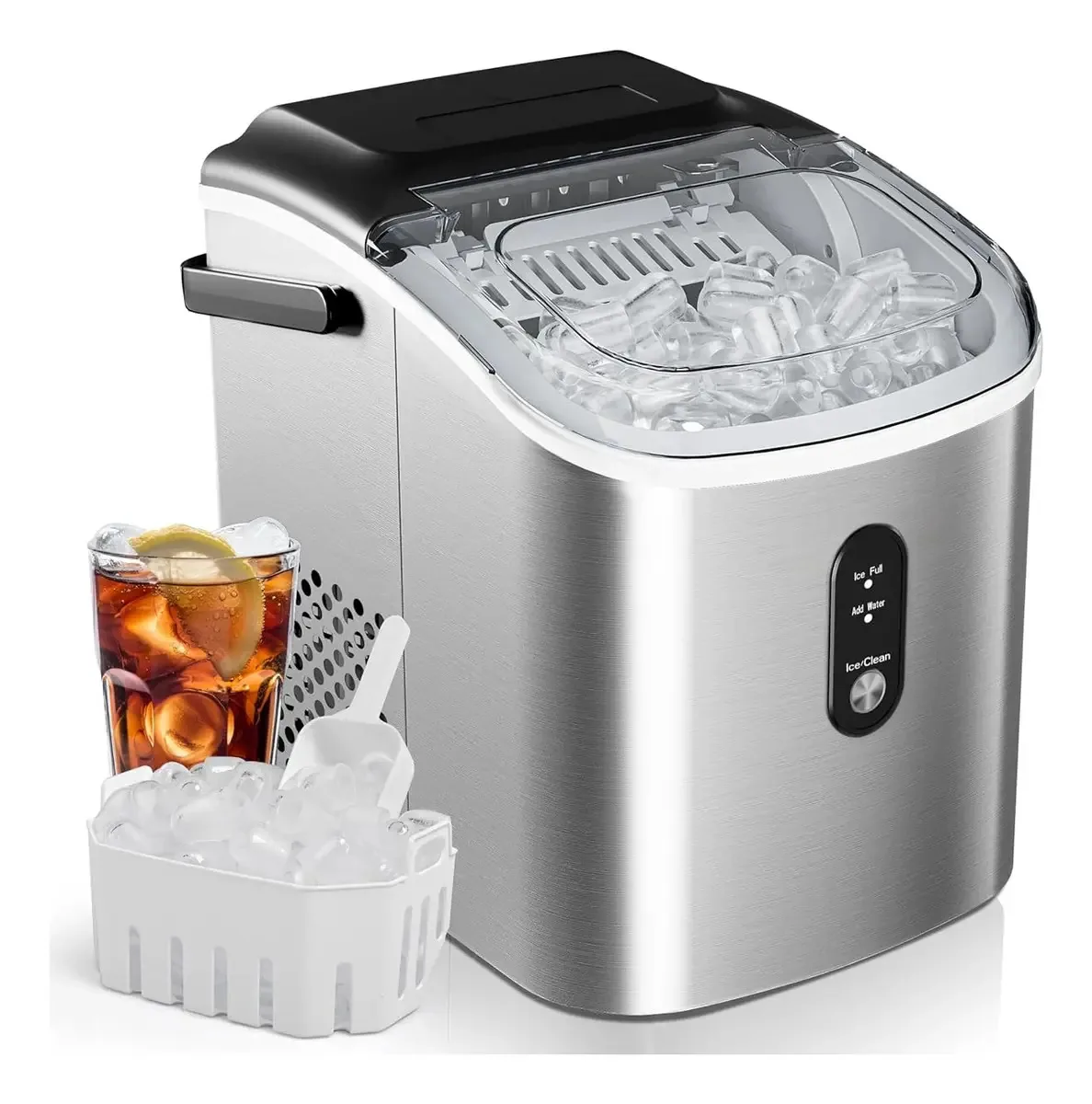 Máquina de fazer gelo portátil, 26,5 libras/dia, limpeza automática