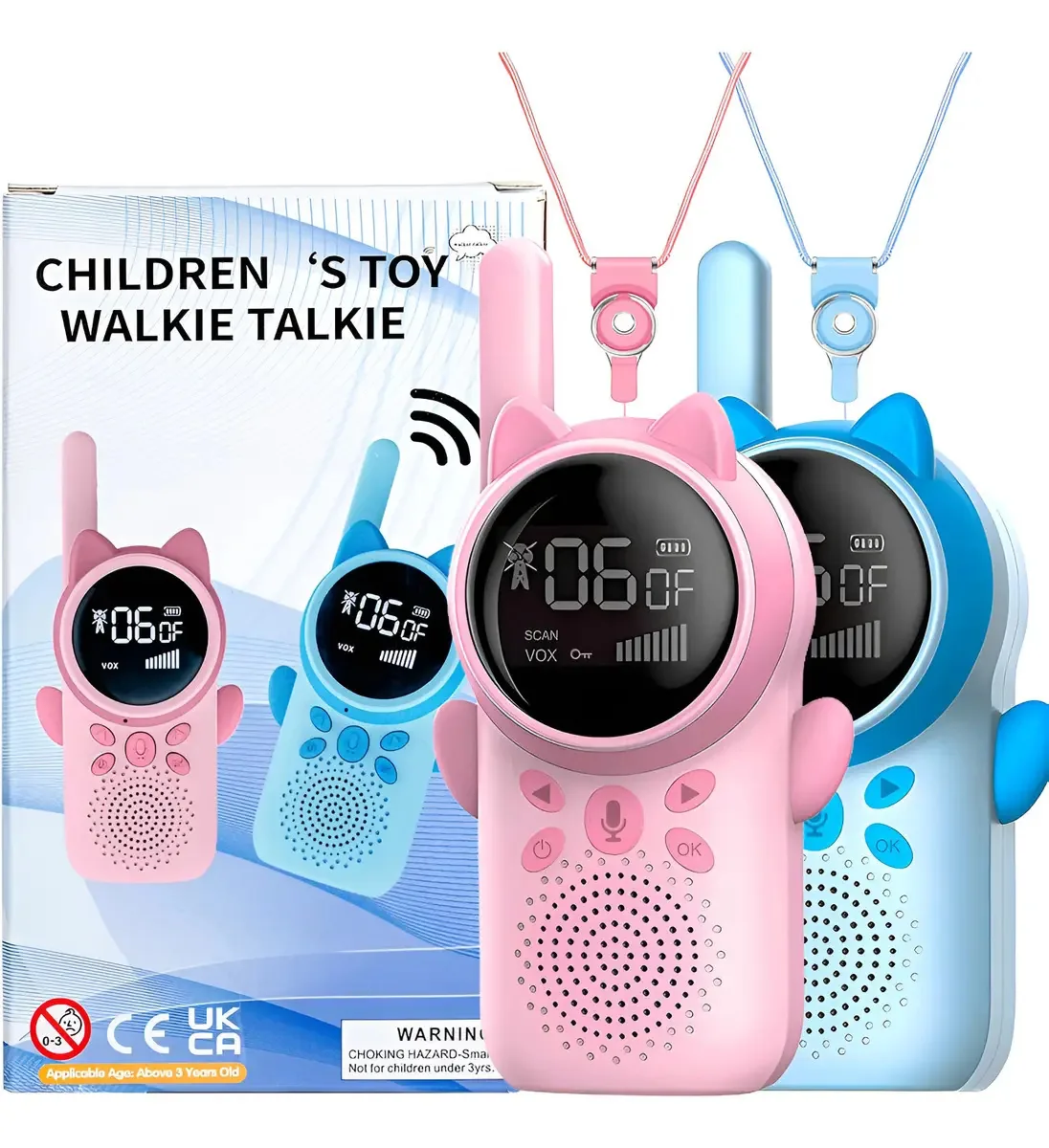 Walkie Talkies recarregáveis para crianças, pacote com 2 Walki