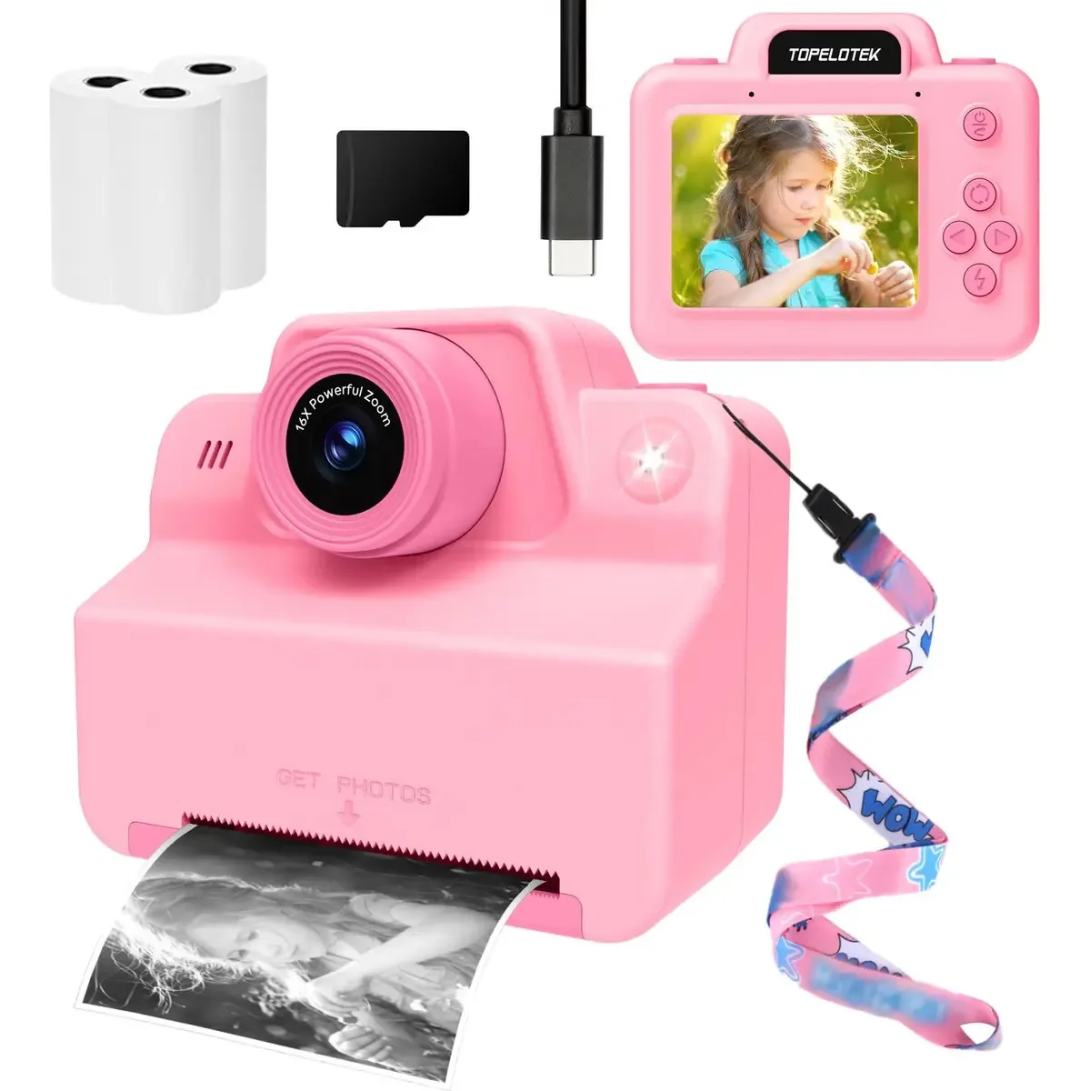 Câmera Fotográfica de Impressão Instantânea para Crianças, Câmera de Impressão Instantânea para Câmera Instantânea para Crianças, Câmera de Brinquedo com Impressão Instantânea para Crianças 3, 4,...