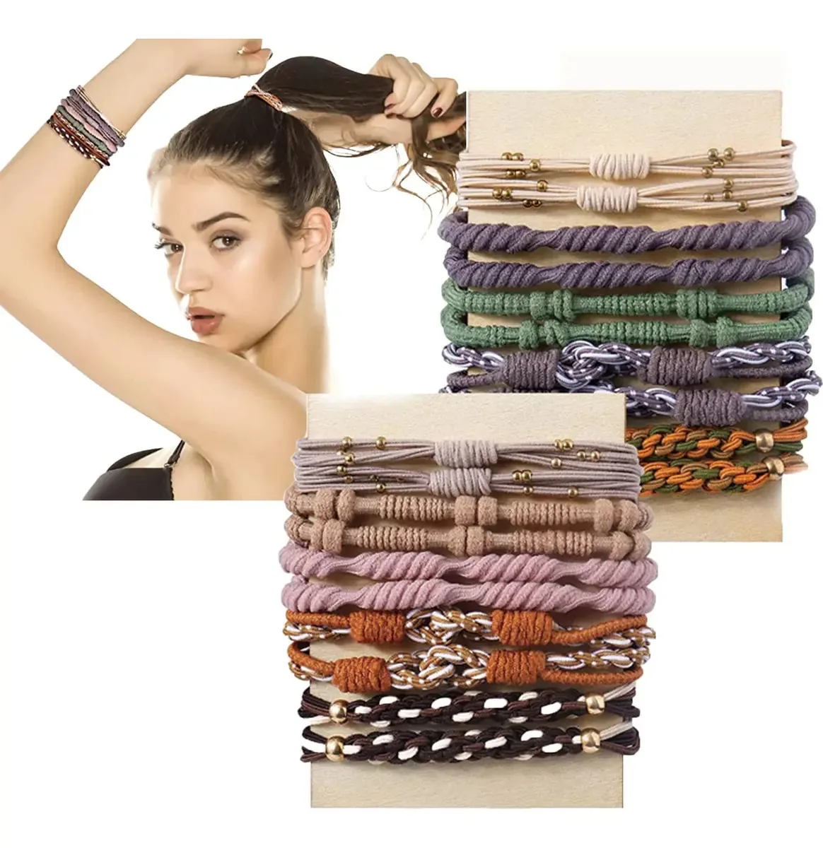 Laços de cabelo para mulheres e meninas, 20 pulseiras Bohe