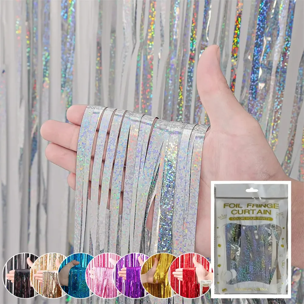 Cortinas de metal para festas, decoração de aniversário, Halloween, proposta de casamento para casais, decoração de fundo para festa de aniversário infantil, formatura, prata