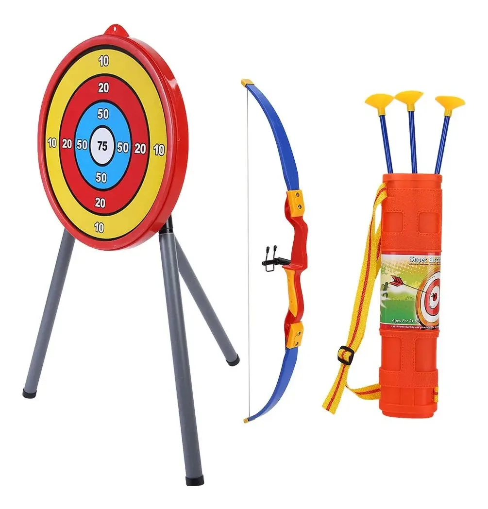 Vgeby1 Kids Bow Target, arco e flecha, plástico, flechas inofensivas, brinquedos de tiro, alvo de espuma, kit de tiro com arco para iniciantes
