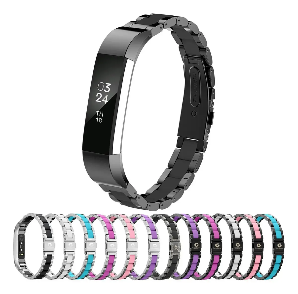 Greeninsync Compatível com Pulseiras de Metal Fitbit Alta HR e Alta, Substituição para Correias de Aço Inoxidável Fitbit Alta, Acessórios Ajustáveis, Pulseira de Metal Pequena e Grande para Ajuste