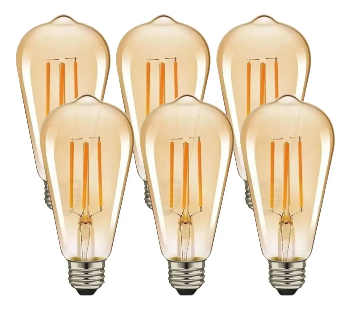 6 unidades de lâmpadas Edison vintage, lâmpadas LED, lâmpadas domésticas, luz branca quente de 2500k E26 E27 para restaurantes, bares, hotéis, bares de karaokê, garagens, cafeterias, vitrines